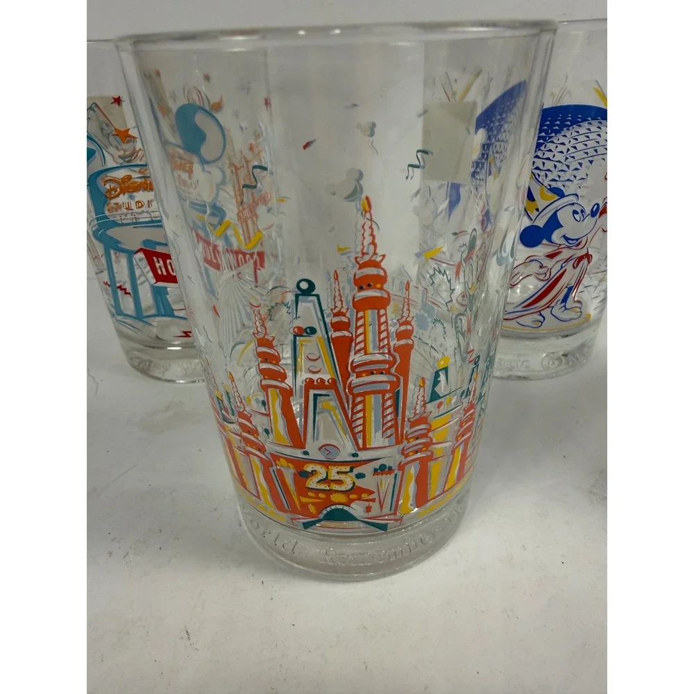 Vintage McDonalds Disney World 25th Anniversary Glass Tumblers Set of 4 1996